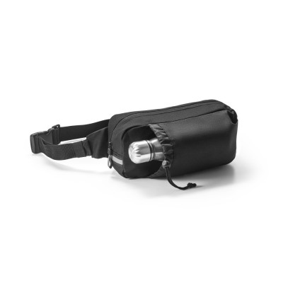 DELFOS POUCH. Bolsa de cintura em poliéster reciclado 300D e poliéster reciclado 600D com elementos refletores